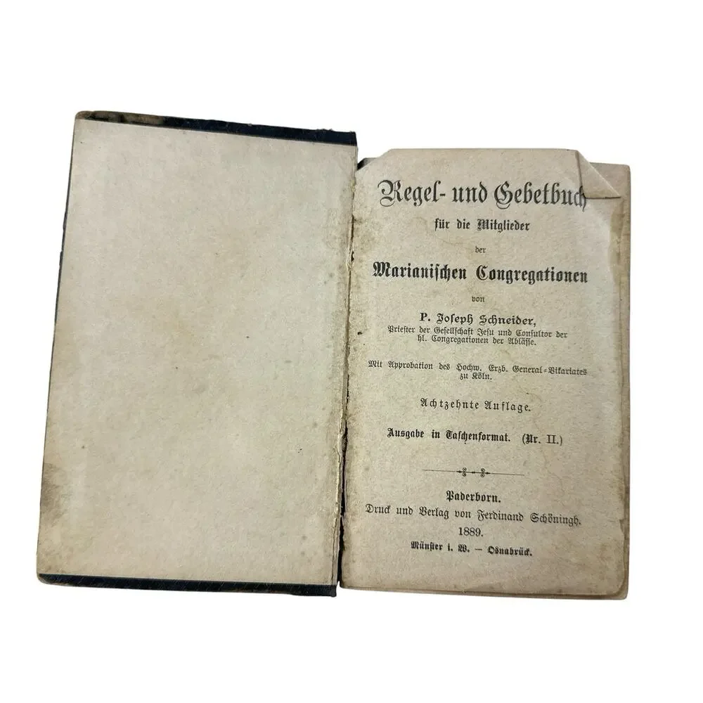 1889 German Catholic Prayer Book Regel-und Gebetbuch Marianischen Congregationen